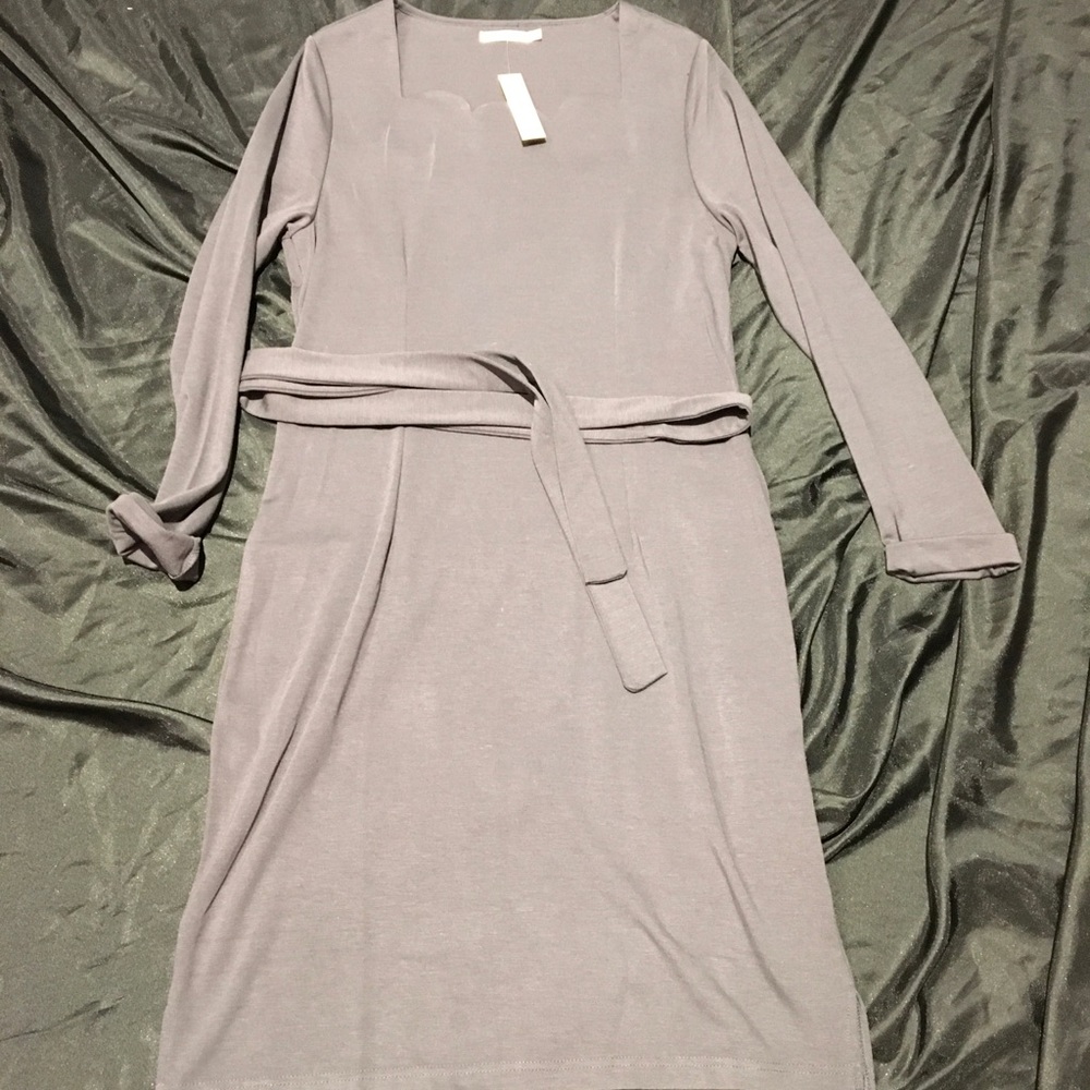 Mikarose grey sweater like column dress